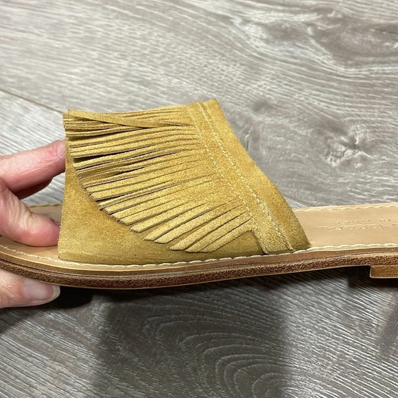 Niccolo Vacari Leather Fringe Slip On Slide Sandal Made in Italy 8 - Picture 12 of 14